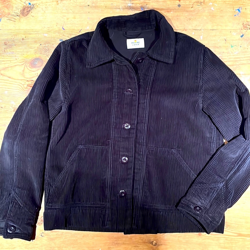 Marine Layer Black Corduroy Utility Jacket EUC